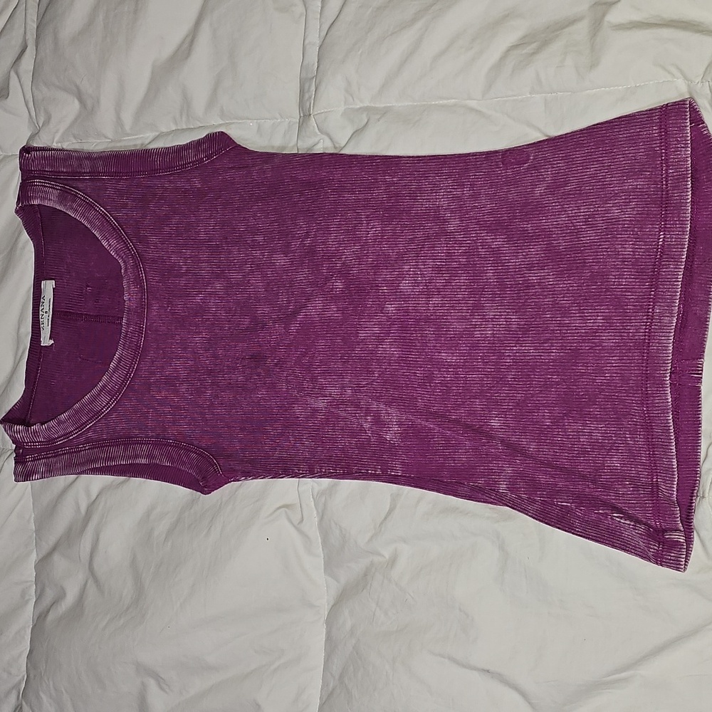 Zenana Nwots Sz Small Purple Mineral Washed Ribbed Tank Top.
